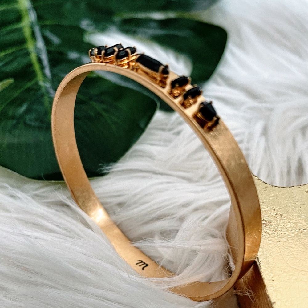 Madewell Bangle Gold Color Black Jewels Slip On - Picture 8 of 8